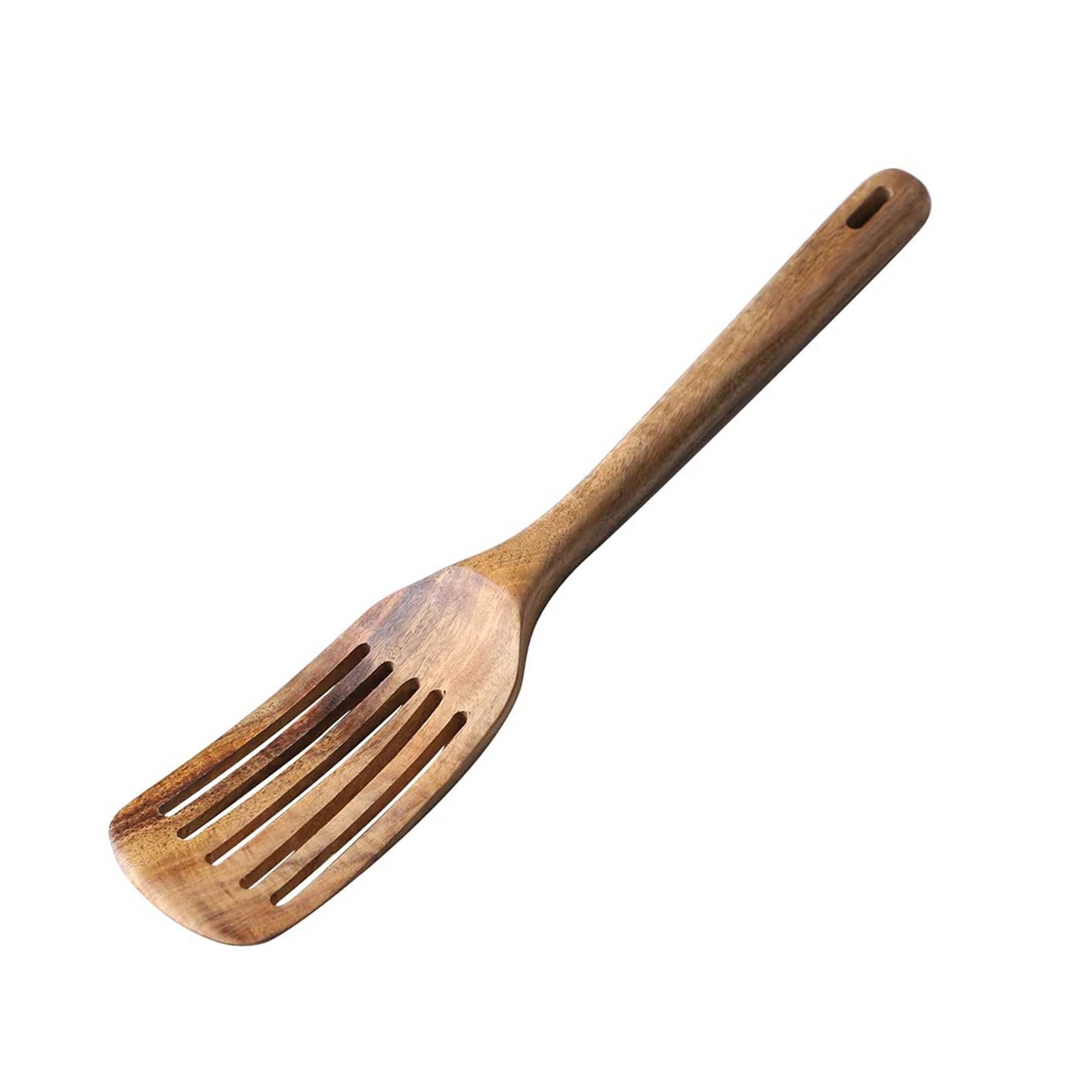 Long Handle Wooden Slotted Turner 3