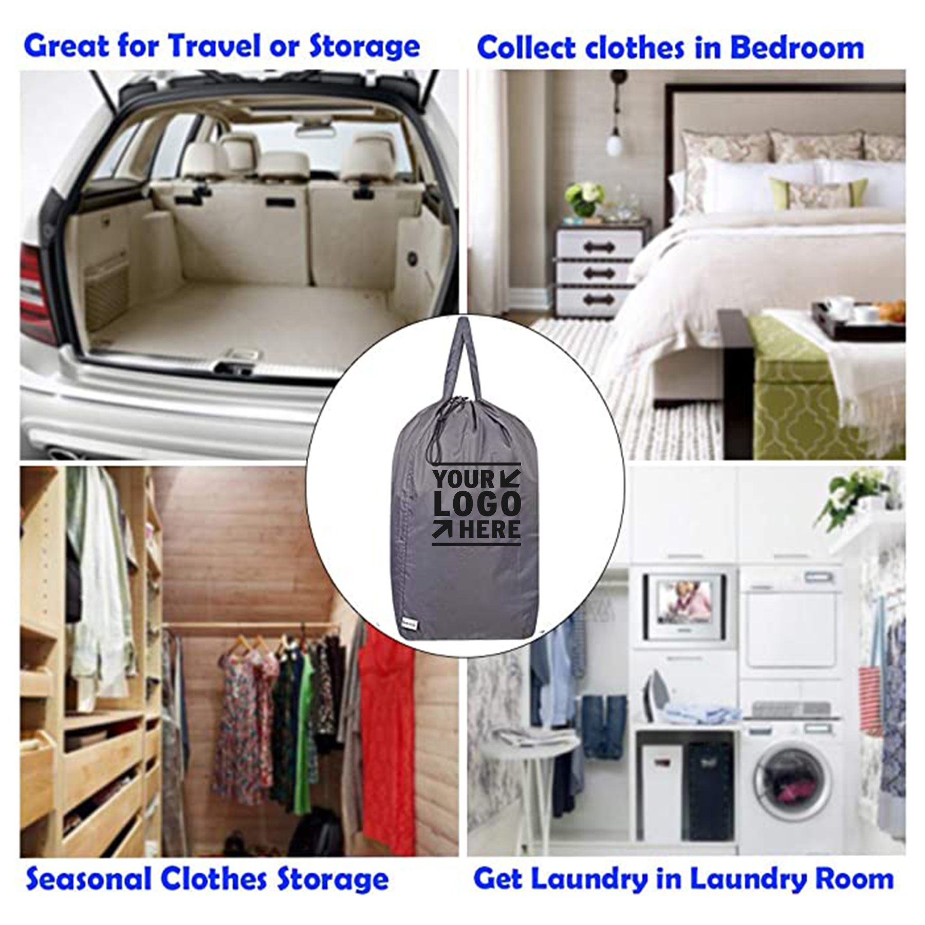 13.78 x 13.78 x 27.56 Inches Washable Travel Laundry Bag 2