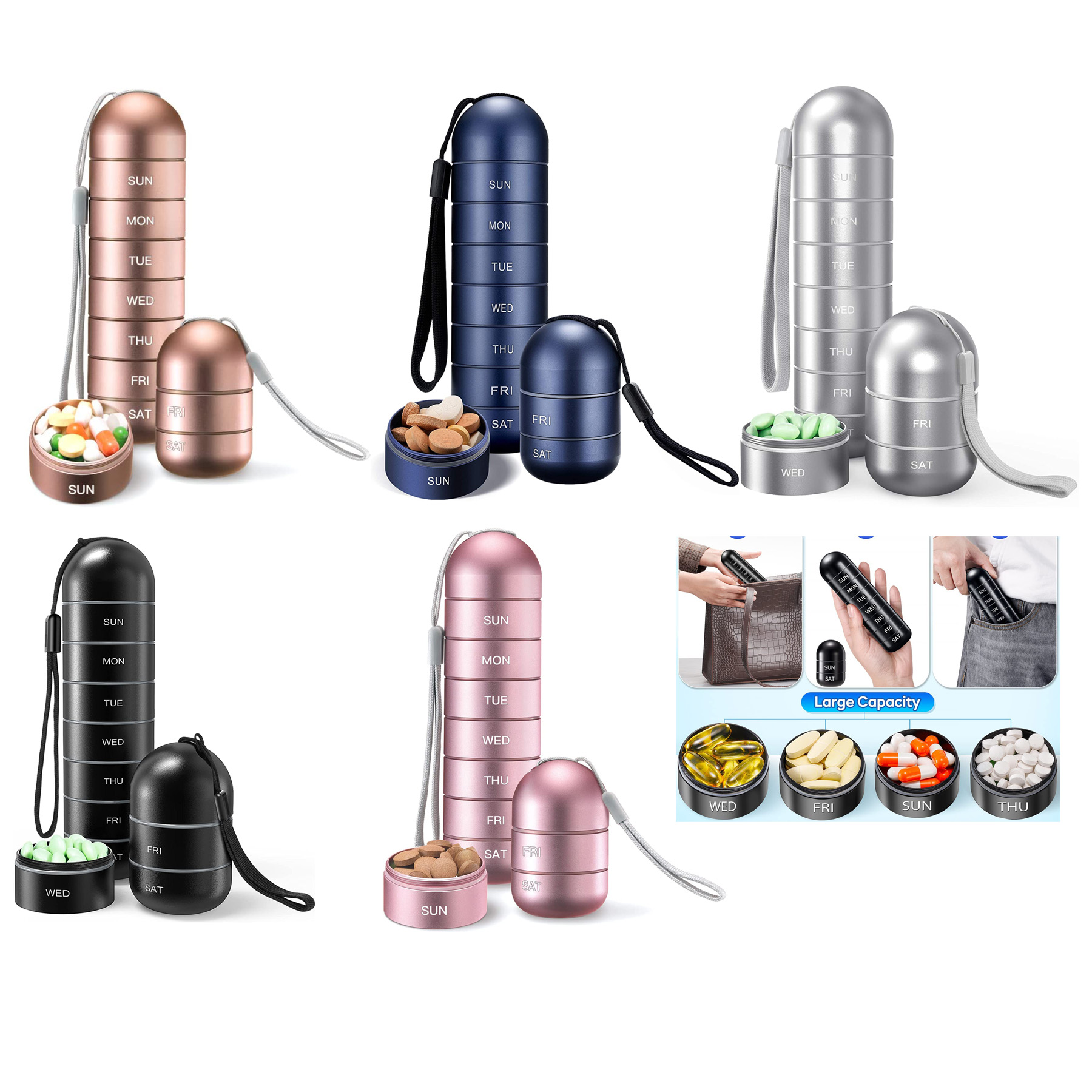 Metal Moisture Proof Weekly Pill Organizer