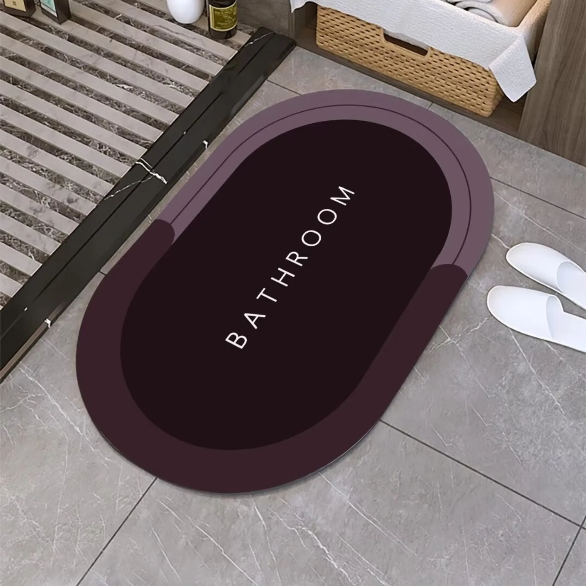 Oval Shaped Custom Logo Bathroom Mats 2