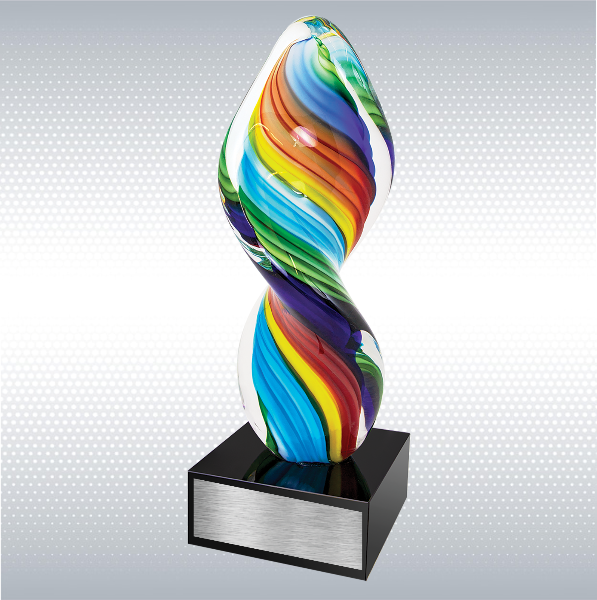 10 1/2" Rainbow Twist Art Glass with Black Base 2