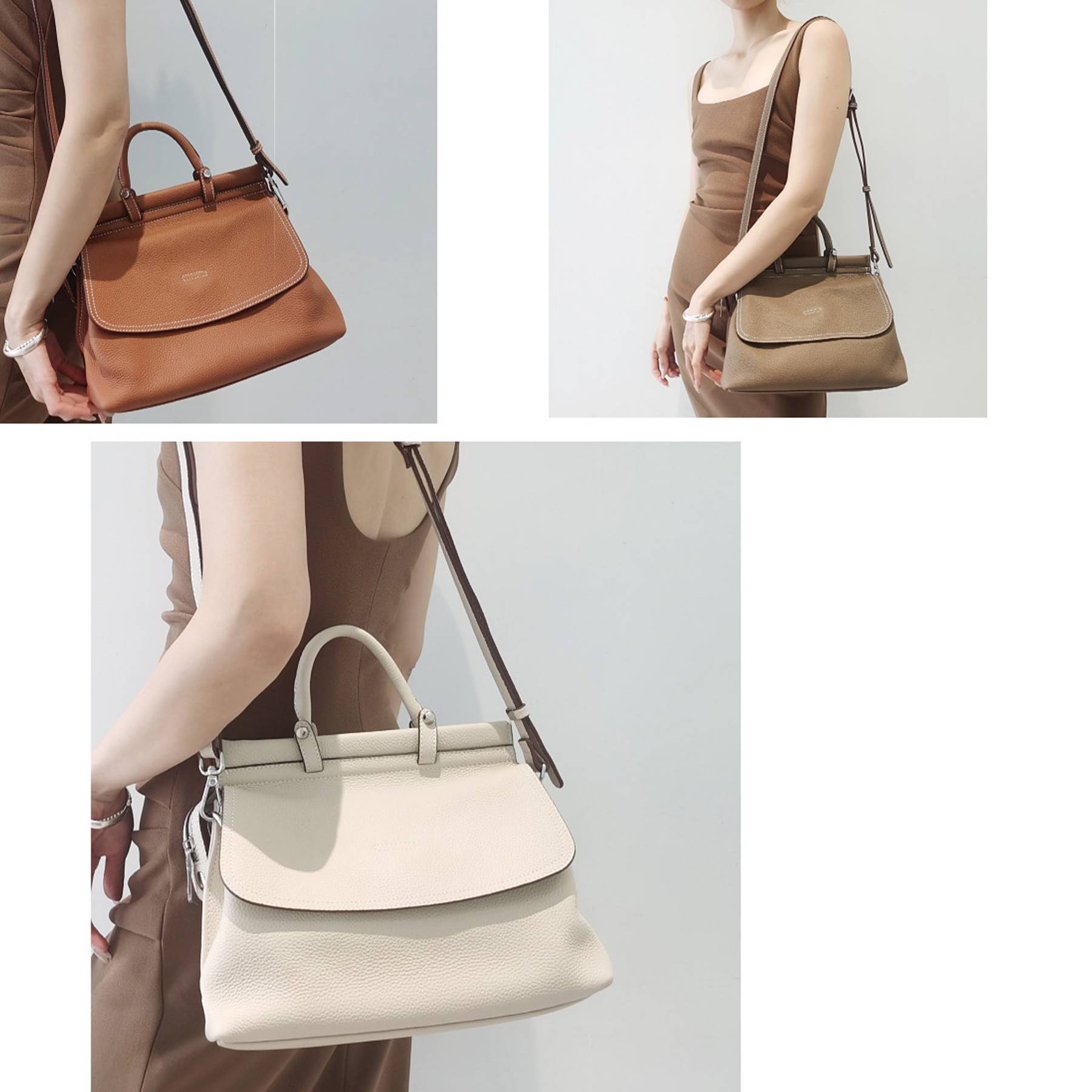 Genuine Leather Fashionable Large Crossbody Tote Bag 13