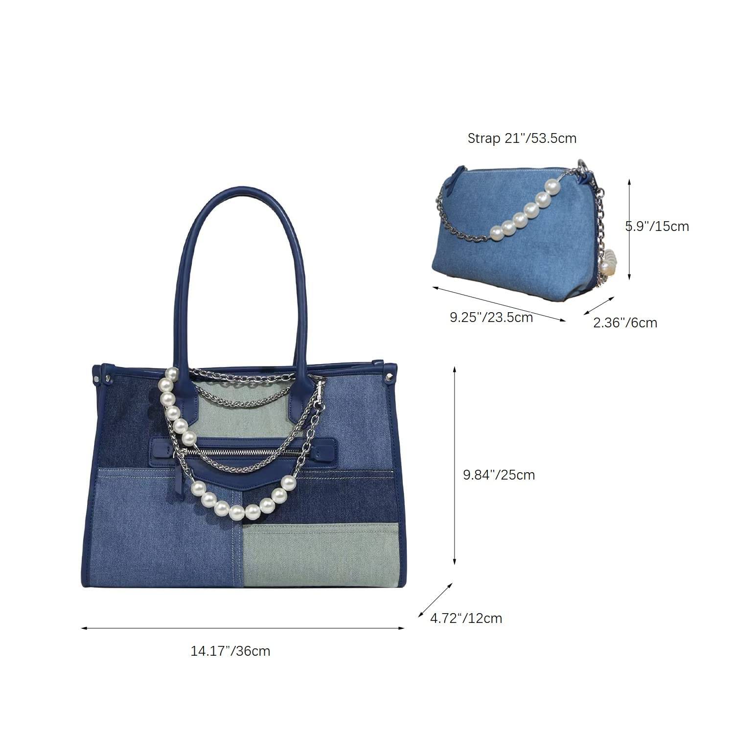 2 IN 1 Denim Shoulder Handbag 4