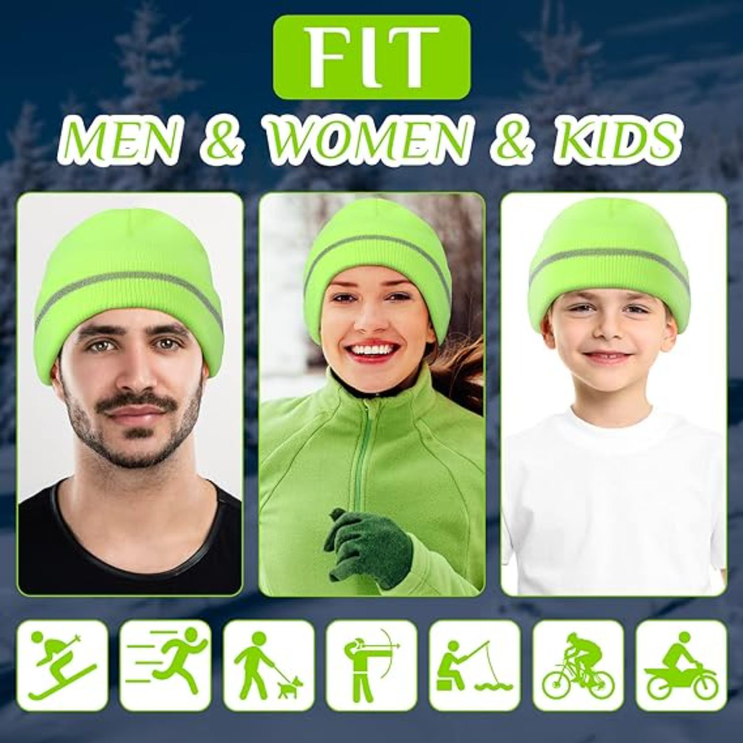 100% Acrylic Reflective Stripe Knitted Cuffed Safety Beanie 4
