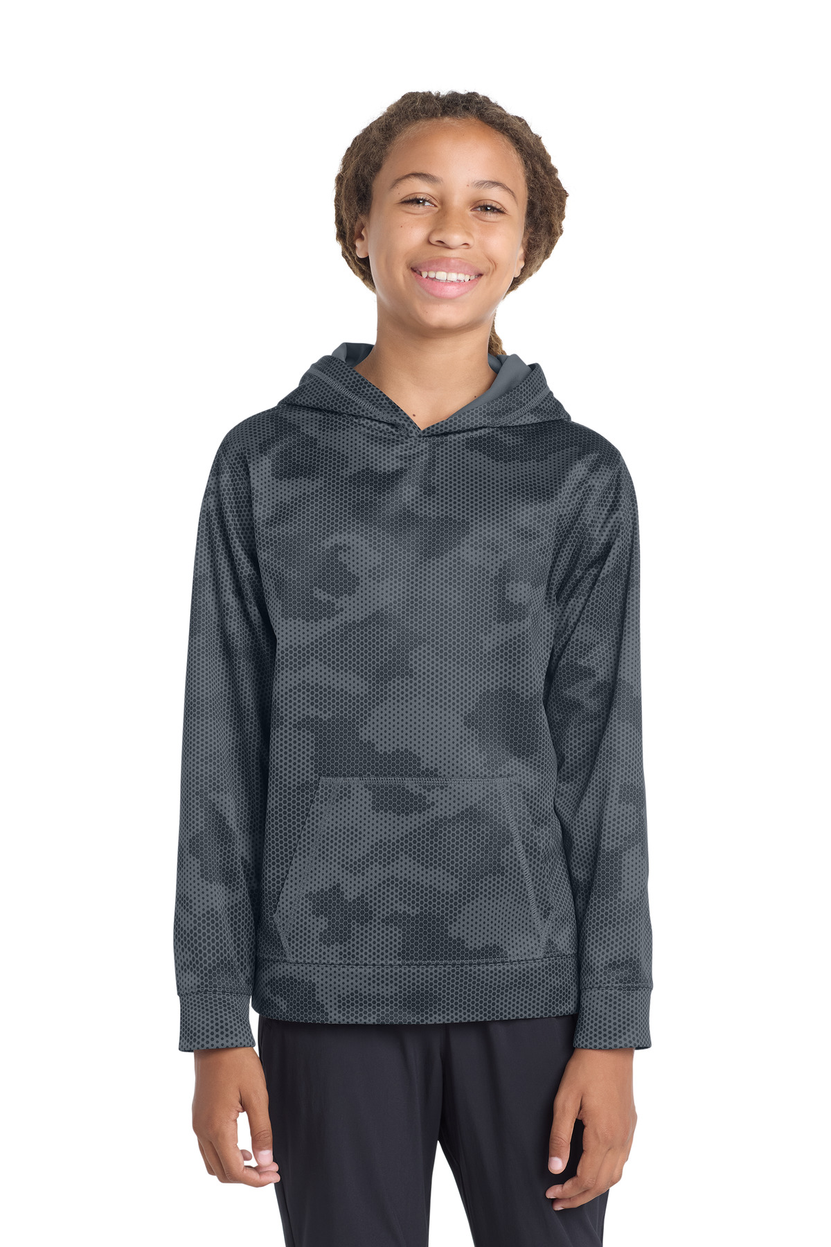 Sport-Tek Youth Sport-Wick CamoHex Fleece Hooded Pullover. YST240 11