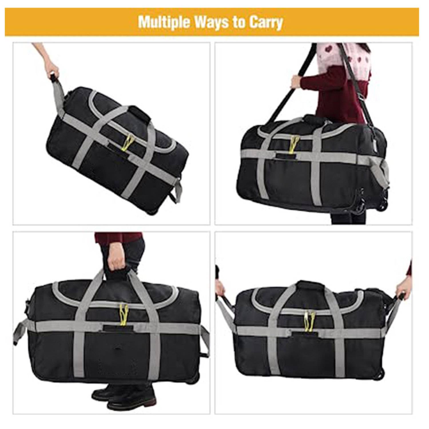 Foldable Duffle Bag w/ Wheels Camping Travel Gear 4
