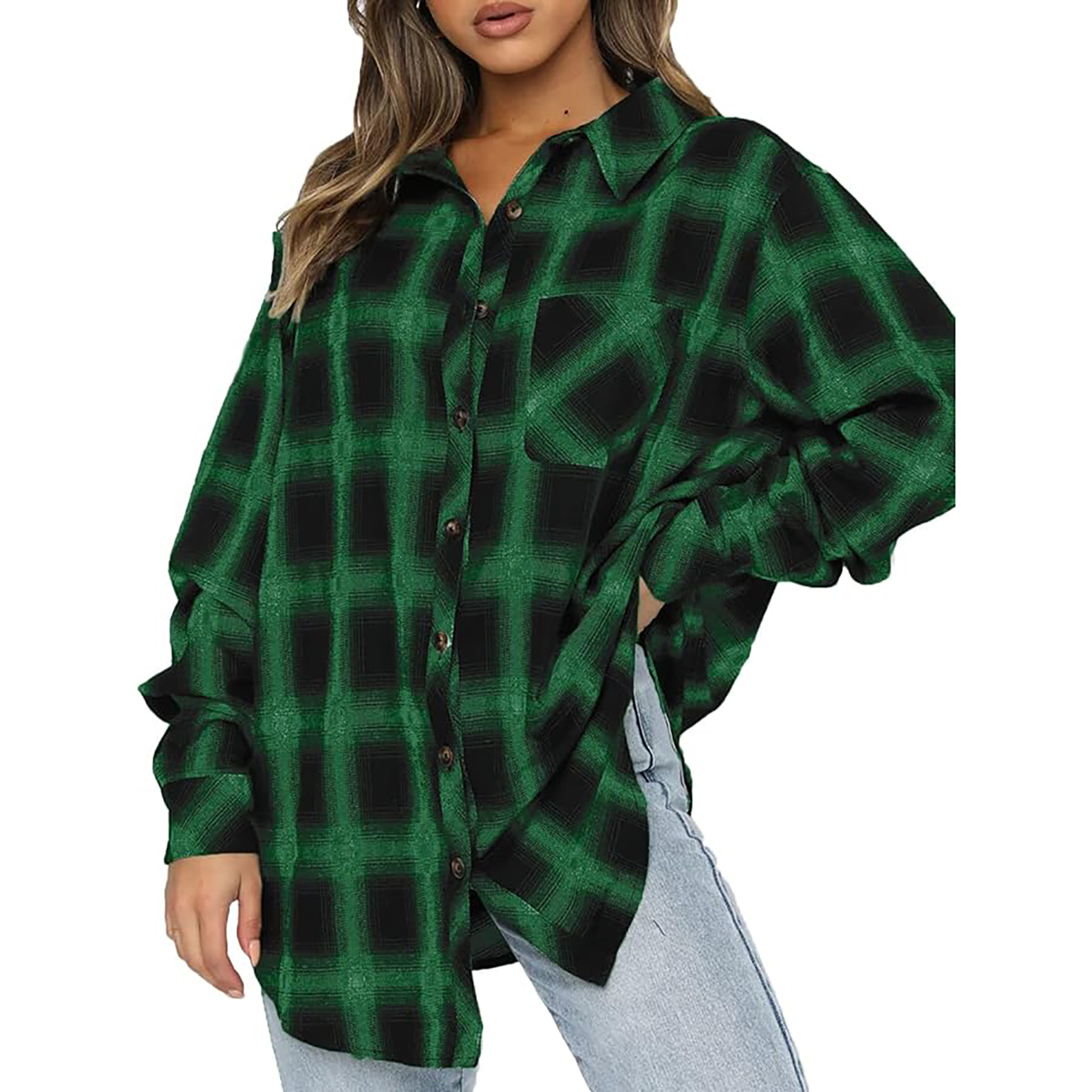 Women's Long Sleeved Plaid Shirt 13