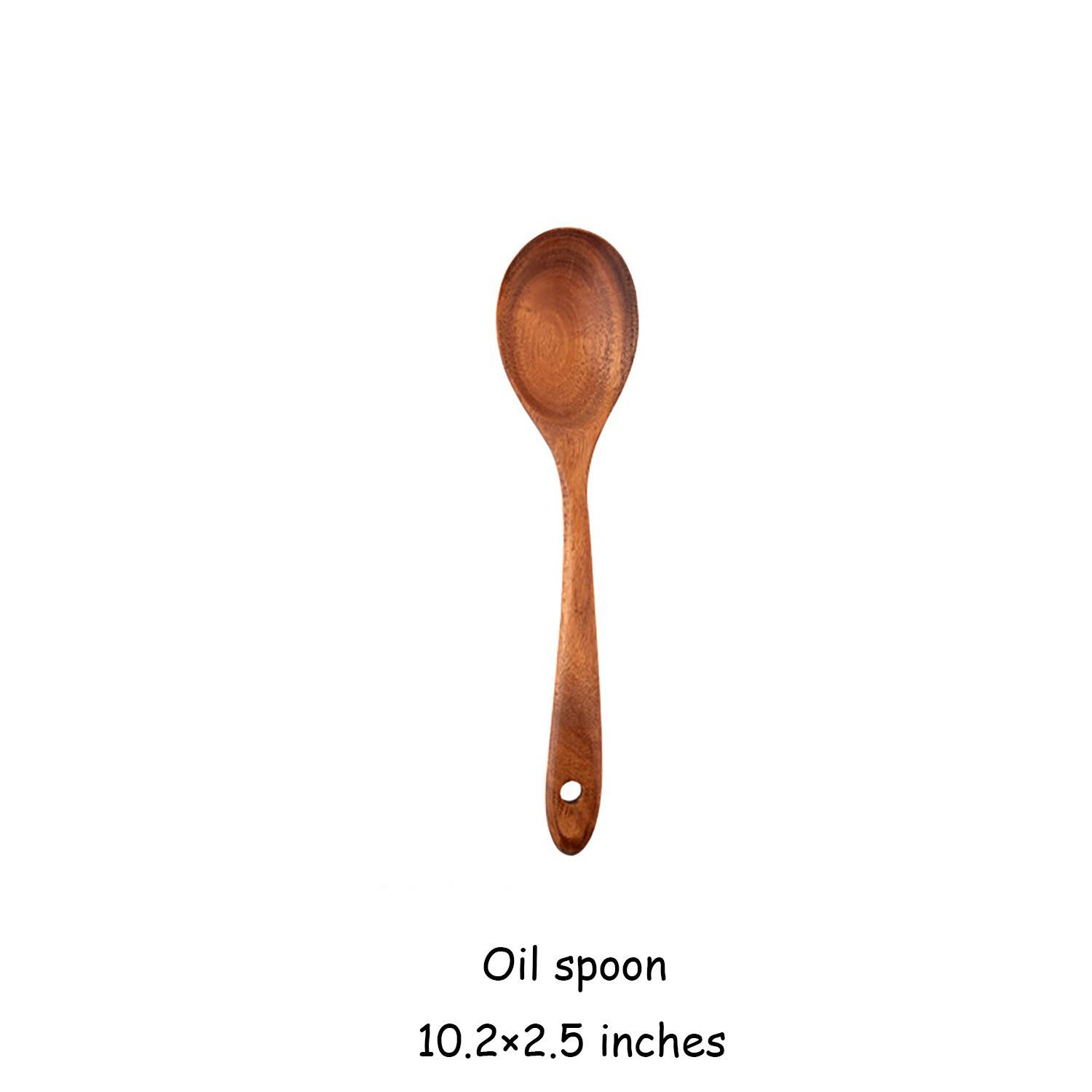 9 Piece Natural Teak Wooden Kitchen Utensil Set with Holder 13