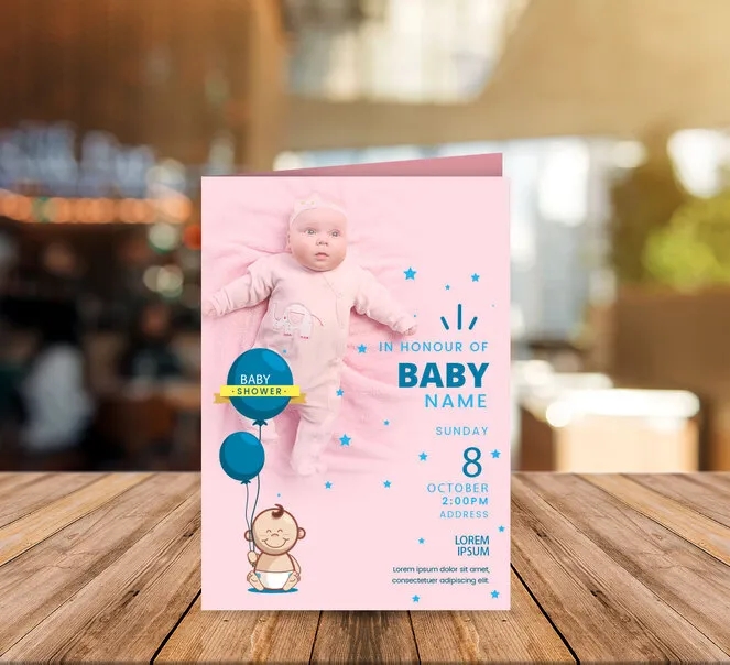 Folded Birth Announcement Cards (7" x 5" Folds to 3.5" x 5") 1