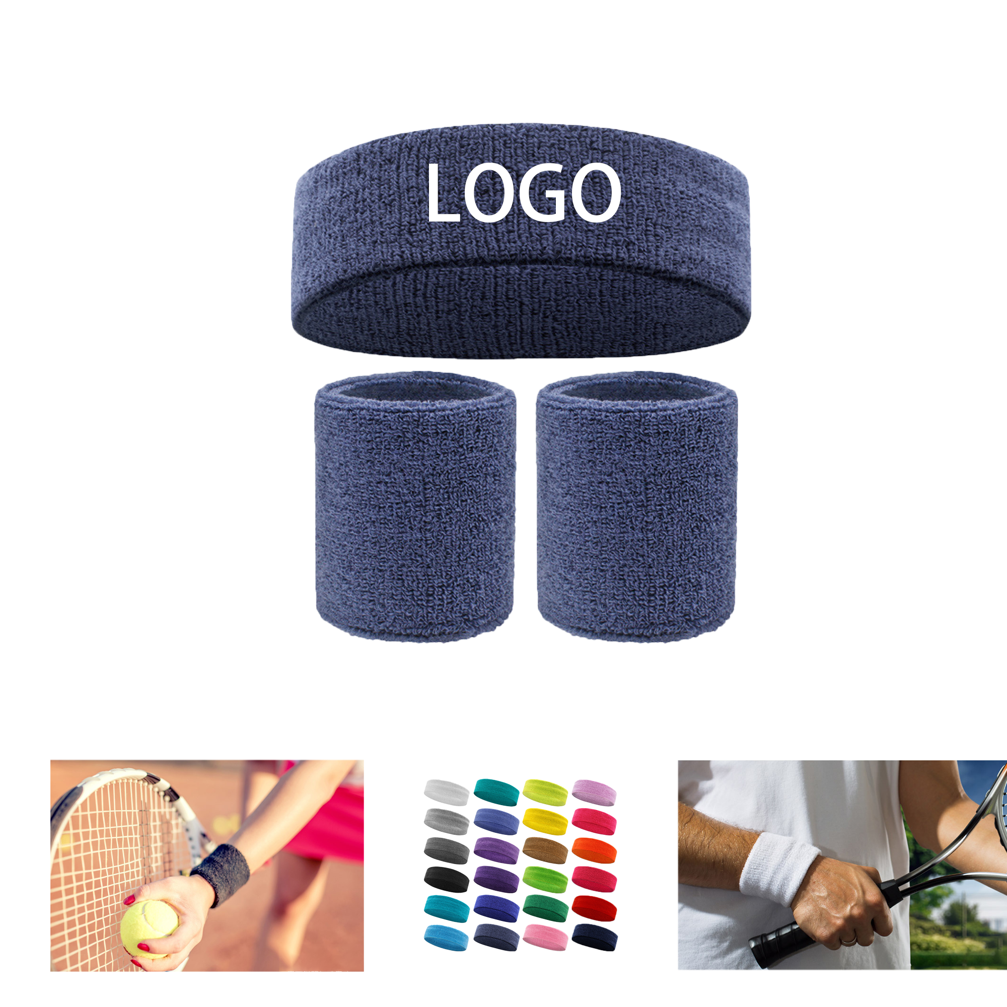 Sport Sweat Wristband Headband Set 2