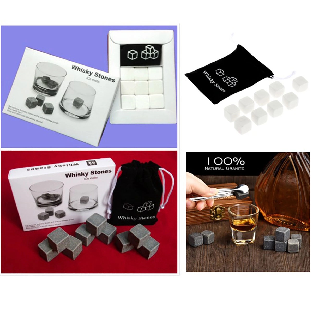 Granite Whisky Rocks Stone Gift Set 2