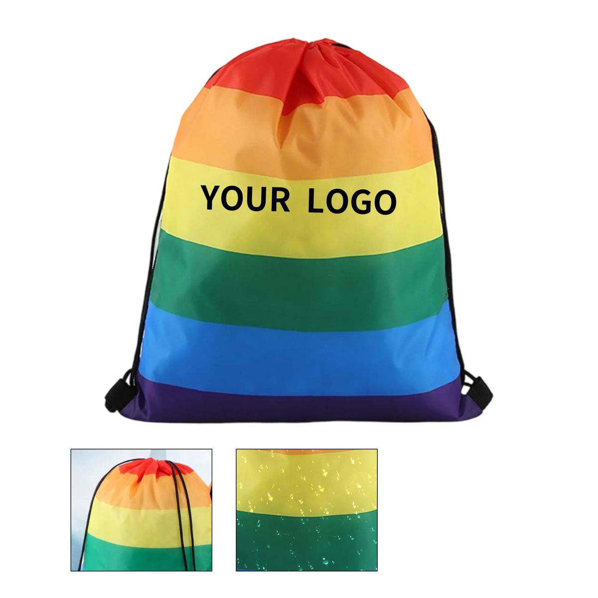 Rainbow Pride Drawstring Backpack with Shoulder Straps 3