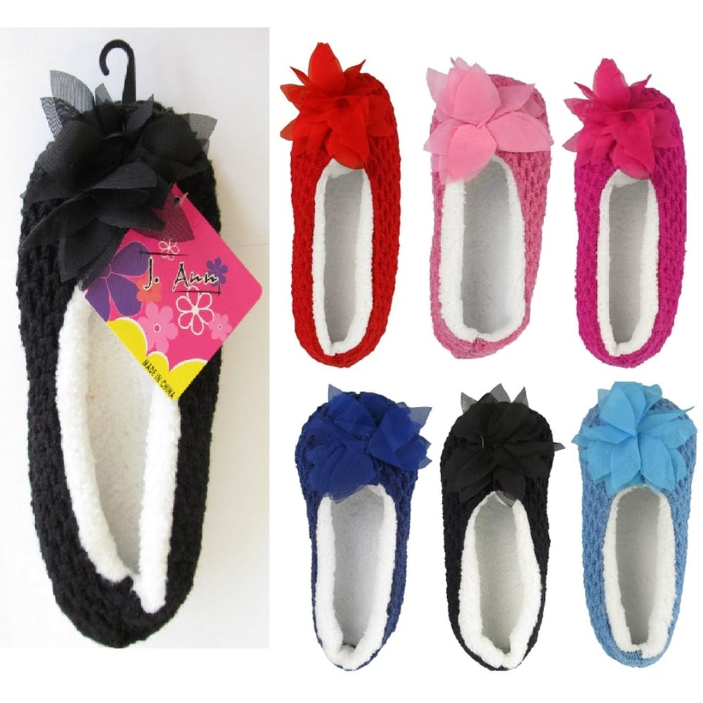 Women's Slipper Socks - Flower Design Size 9-11 1
