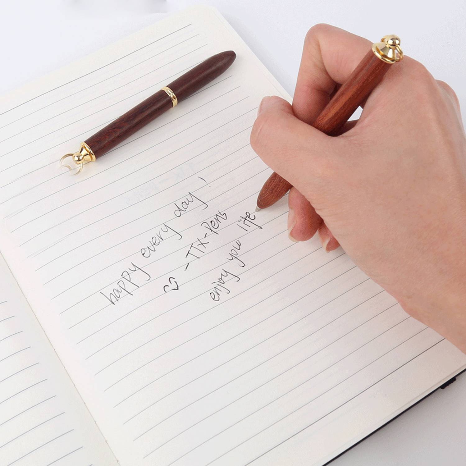 Portable wooden brass metal ballpoint pen 2