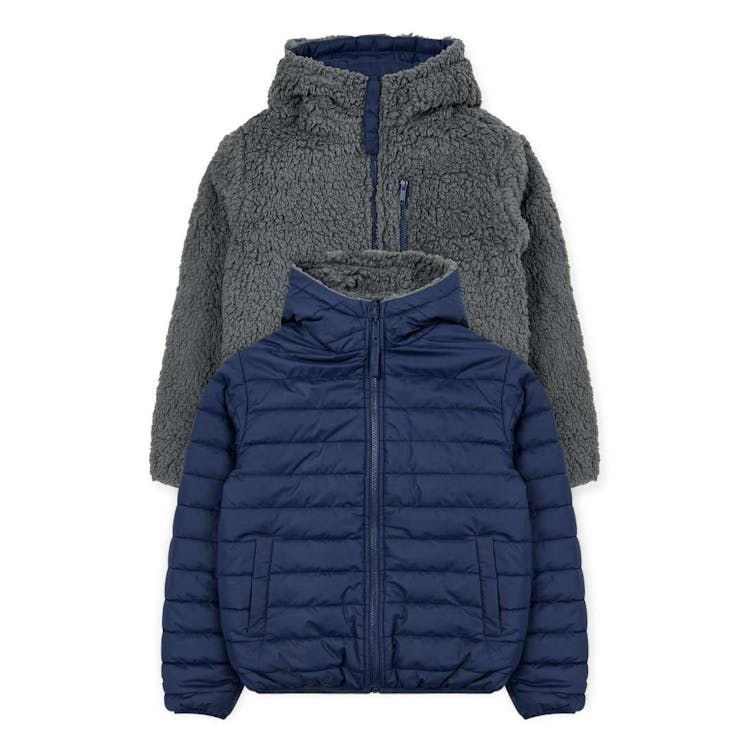 Boys' Sherpa Lined Reversible Jacket - Navy 4-7 2