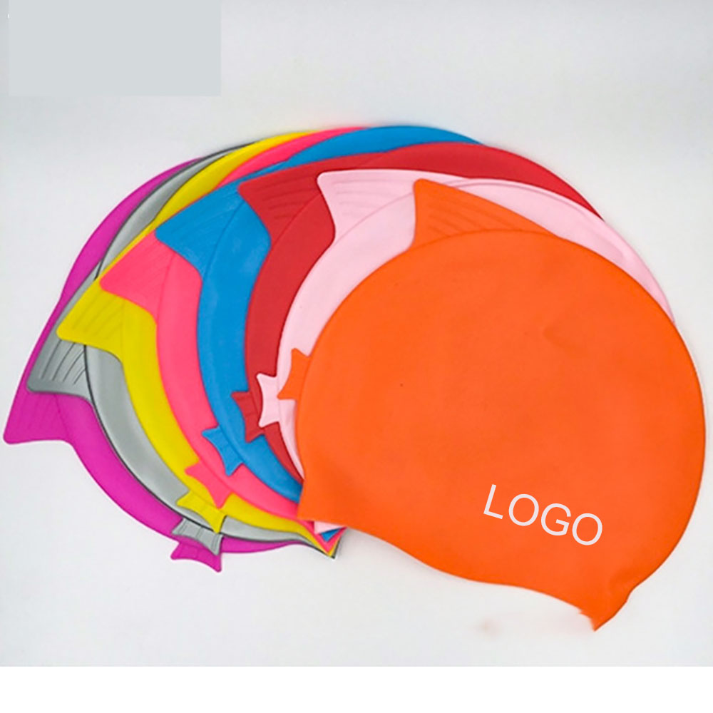 Fish Shape Silicone Swim Cap For Kids 1