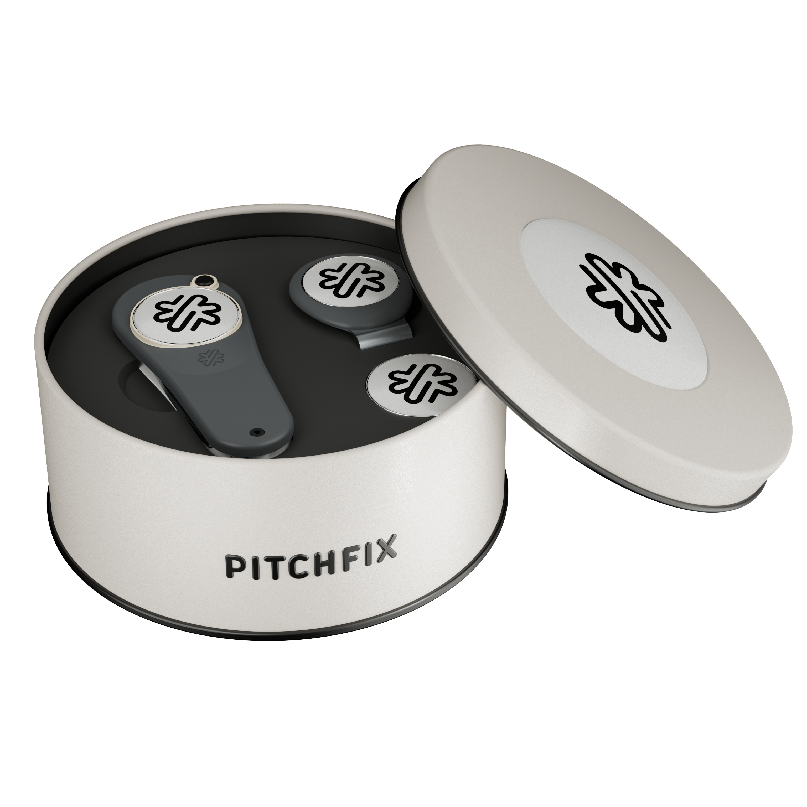 Pitchfix Original Golf Divot Tool in Round Tin with Hat Clip & Extra Ball Marker 3