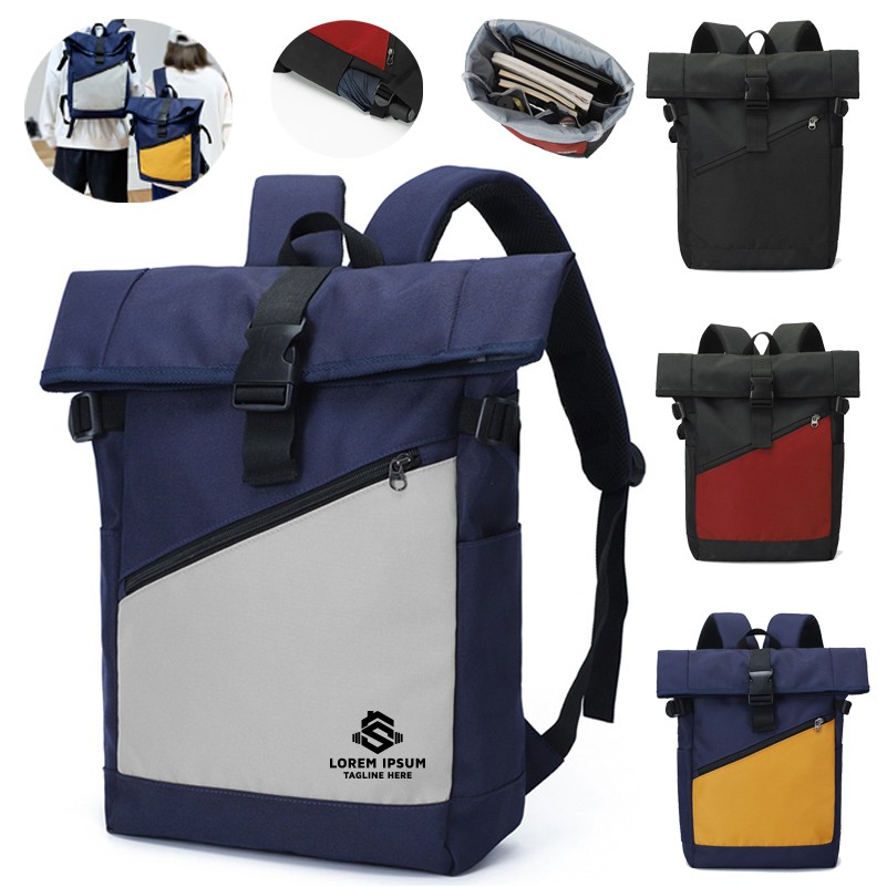 Durable Color-block Backpack Insulated Travel Bag 4