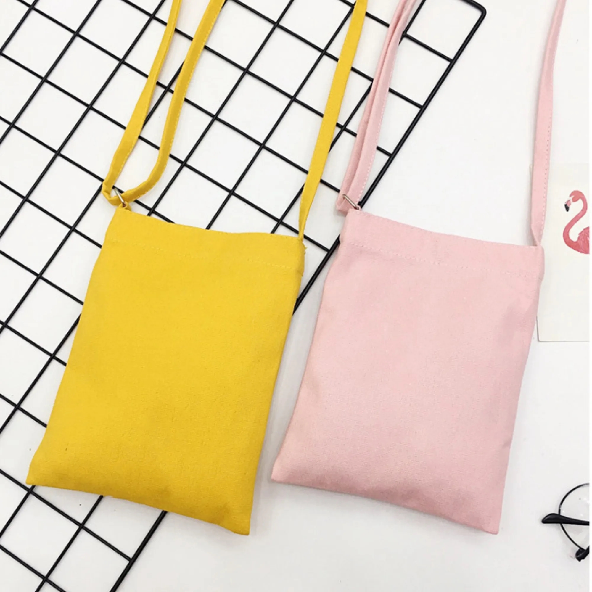 Mini Canvas Shoulder Bag Phone Pouchs With Adjustable Strap 6
