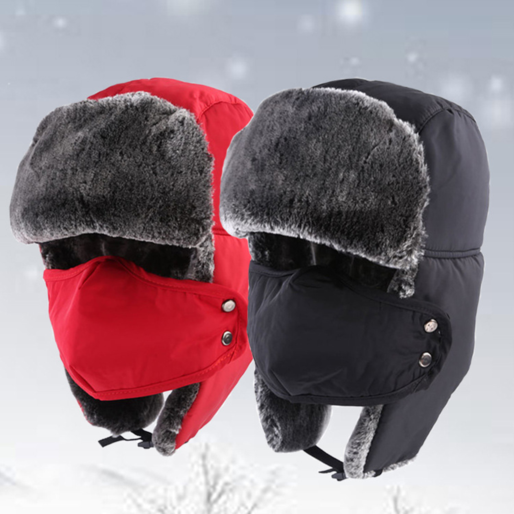 Winter Hats with Ear Flap Chin Strap and Windproof Mask 4