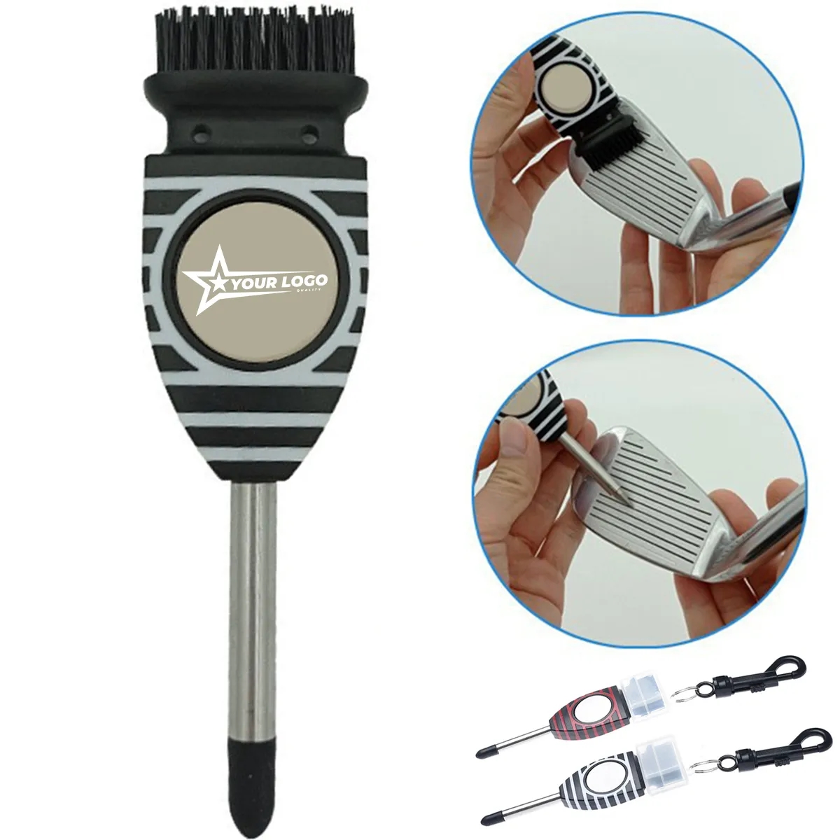 3-In-1 Golf Club Brush Groove Cleaner W/ Magnetic Ball Mark 3