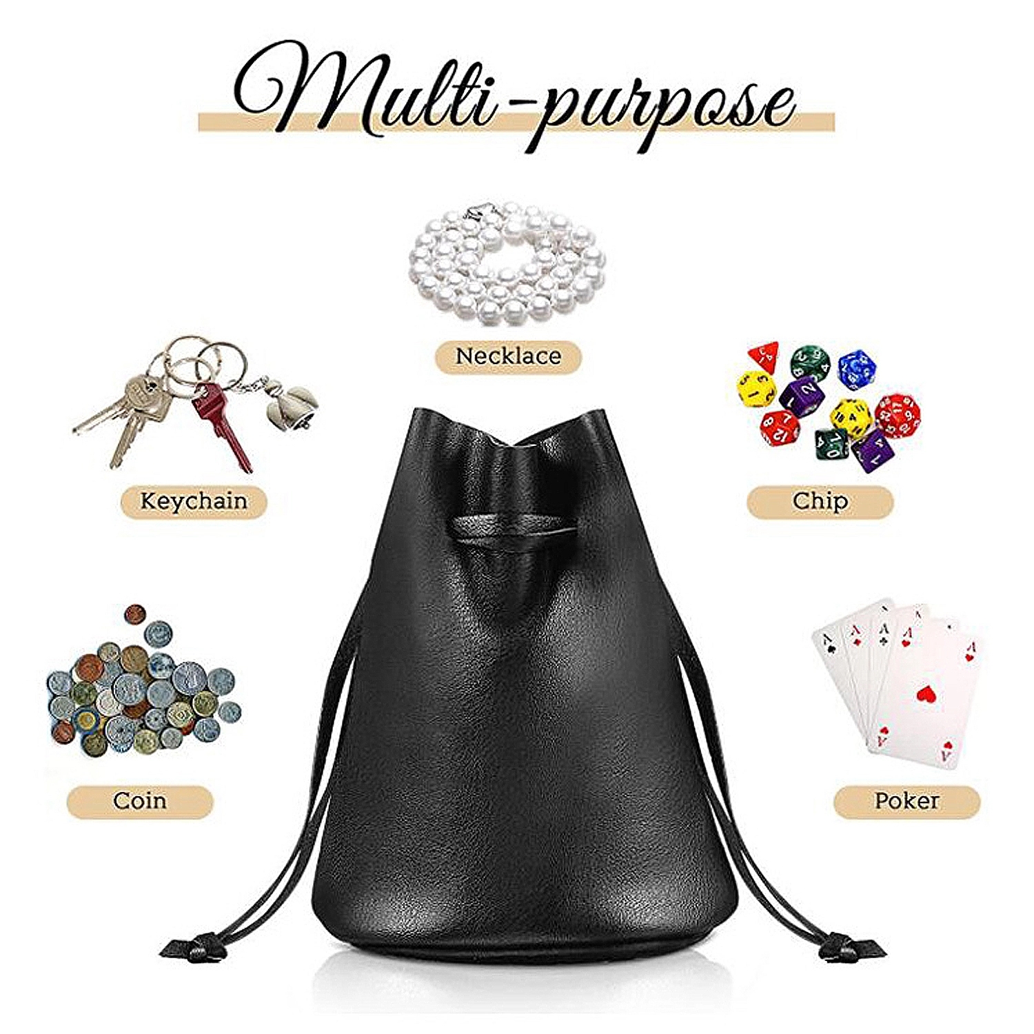 Faux Leather Drawstring Pouch 2