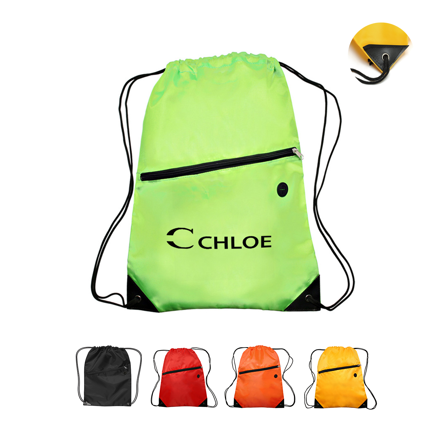 Oxford Drawstring Backpack w/ Headphone Hole 3