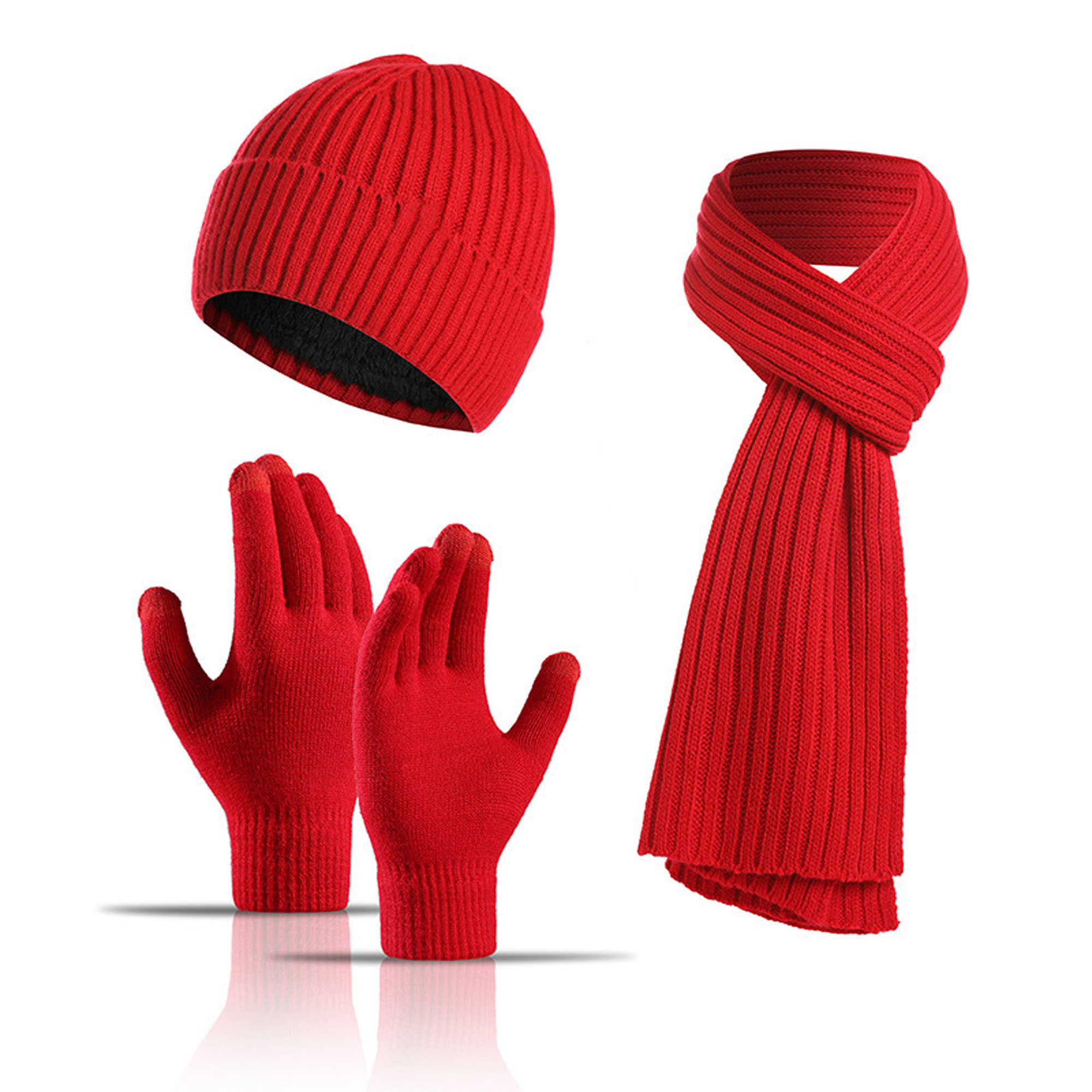 Acrylic Warm Hat Scarf Gloves Ensemble 8