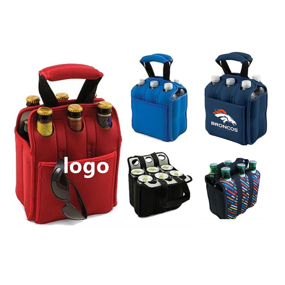 Neoprene 6 Pack Beer Bottle Carrier w/Pocket 2