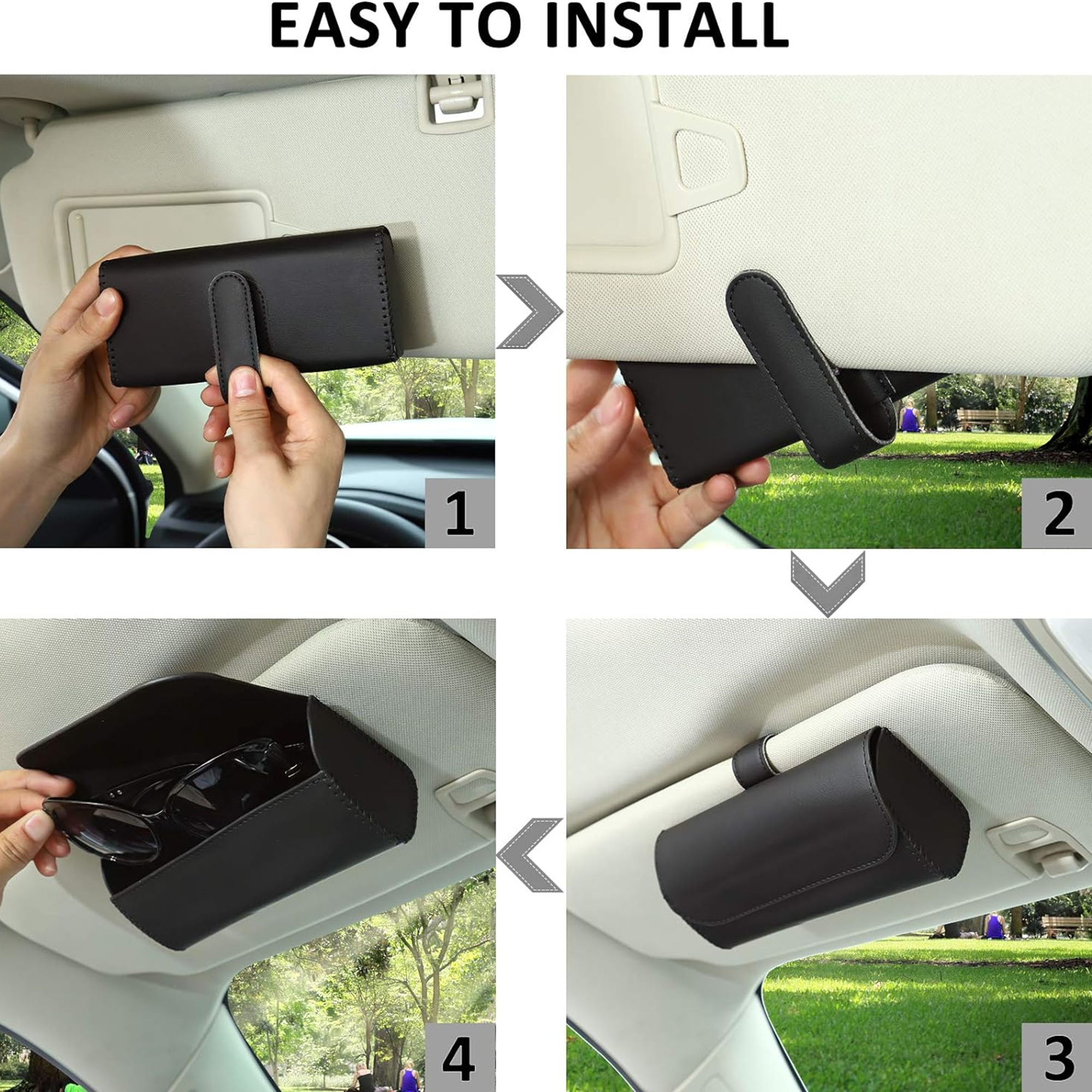 Sunglasses Storage Case Holder For Car Sun Visor 3