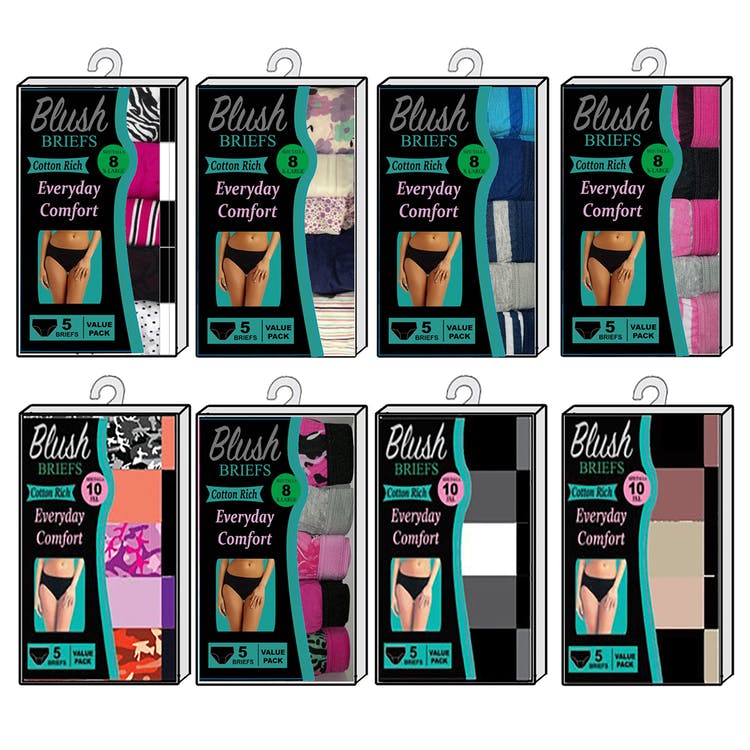 Women's Cotton Briefs - S-3X 5 Pack Assorted 2