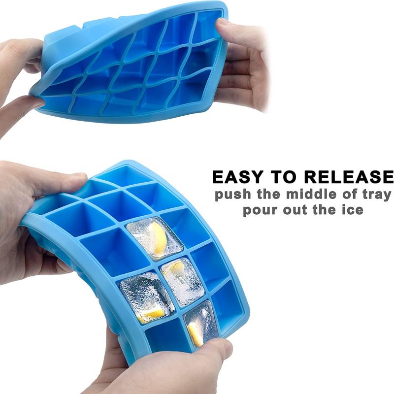 15 Ice Cube Molds Silicone Ice Tray w/Lid 5