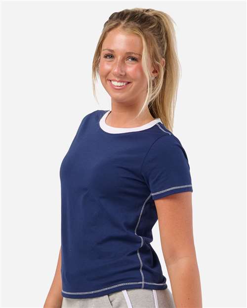 Women's Contrast Stitch Baby Tee - BW2106 15