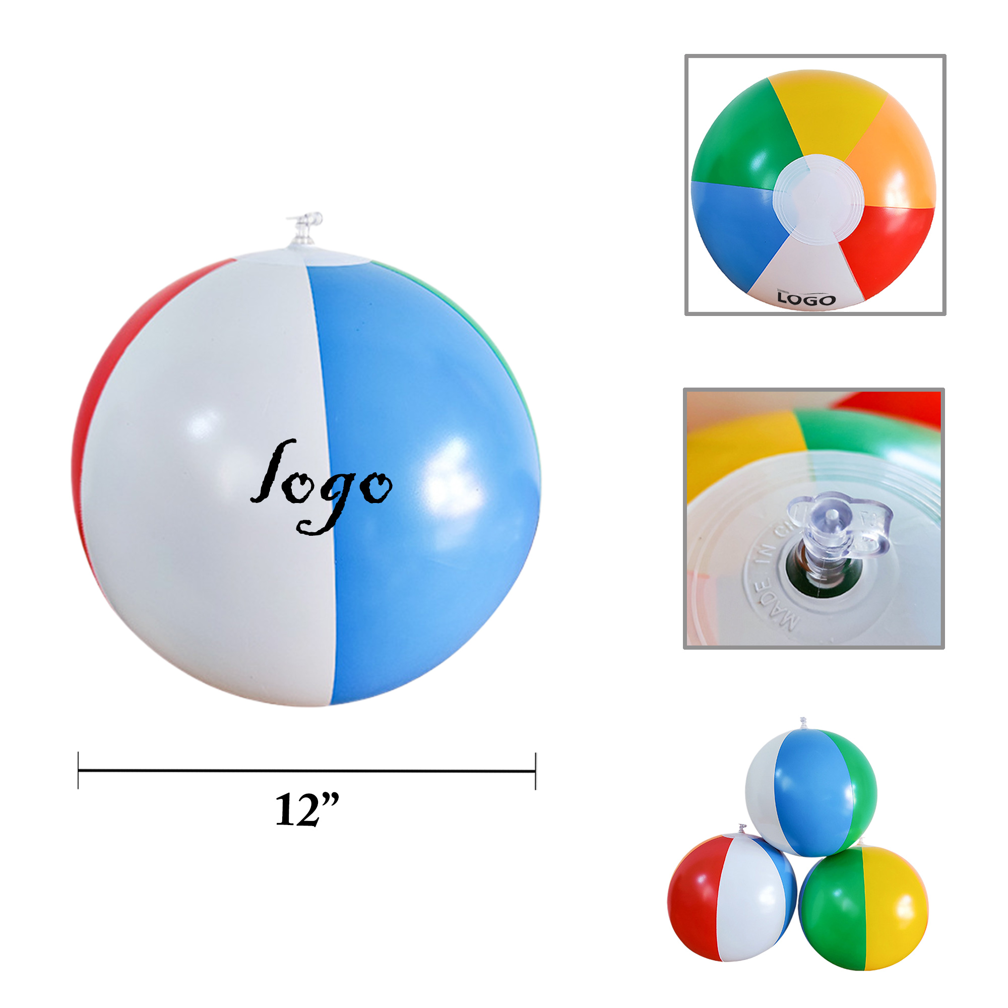 MOQ200 Inflatable PVC Beach Ball 12 Inch Swim Toy 1