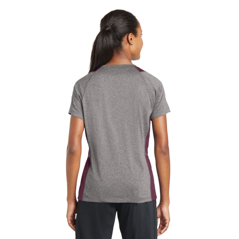 Sport-Tek Women's Heather Colorblock Contender V-Neck Tee. 11