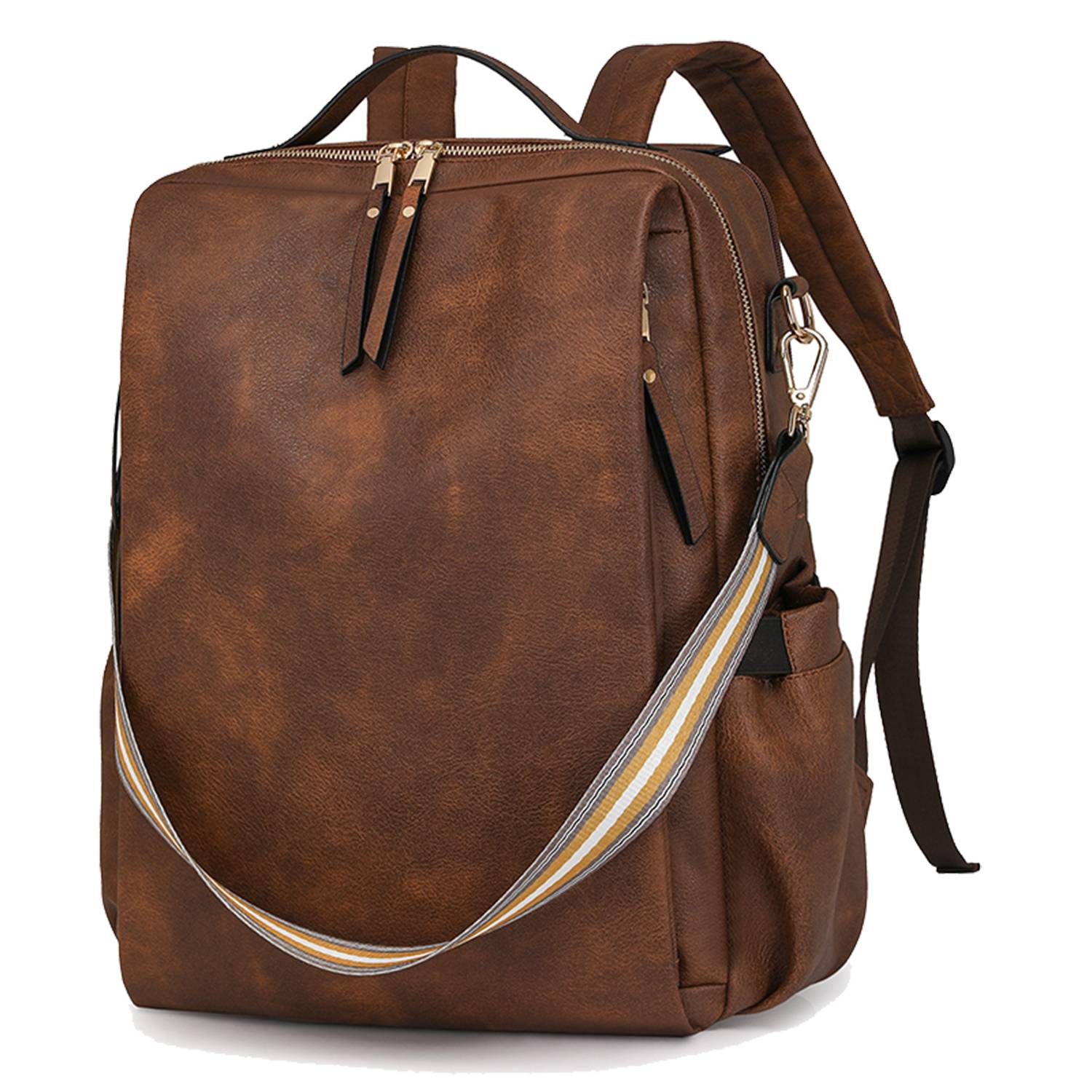 Lightweight Multi-Pocket PU Leather Women Backpack 11