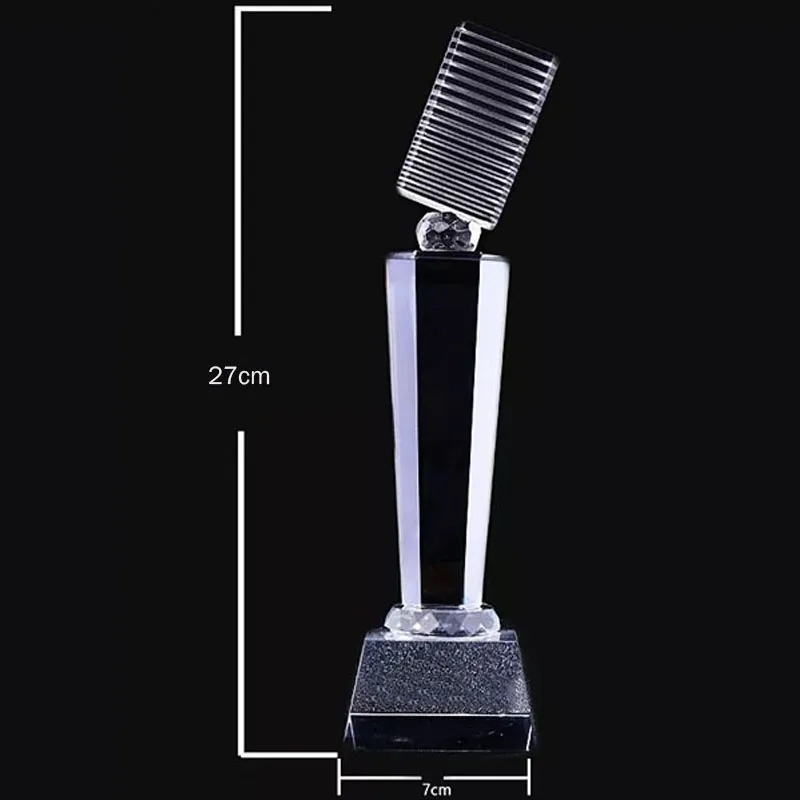 Crystal Music Microphone Trophy 9