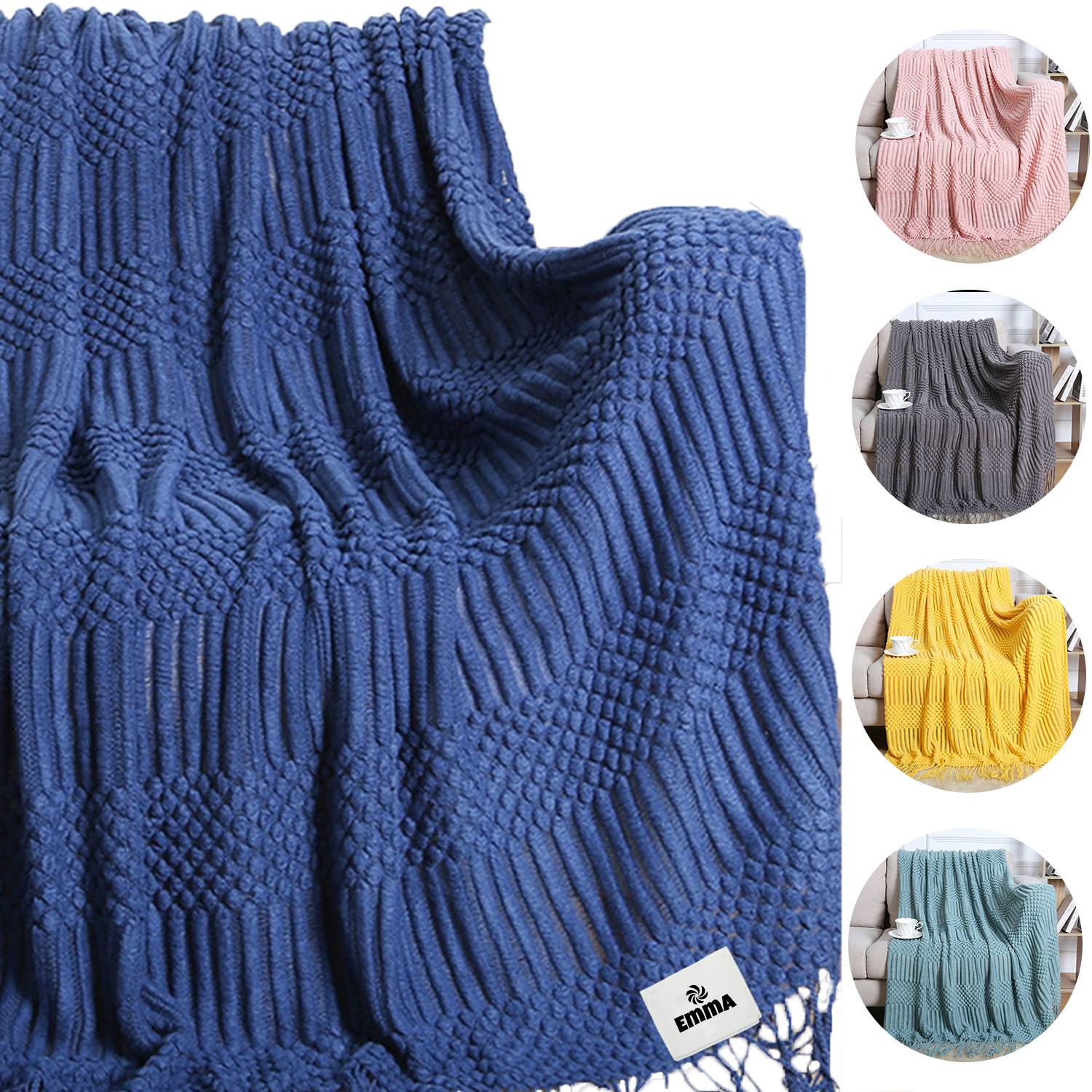 Wool-Like Soft Decorative Knitted Throw Blanket 5