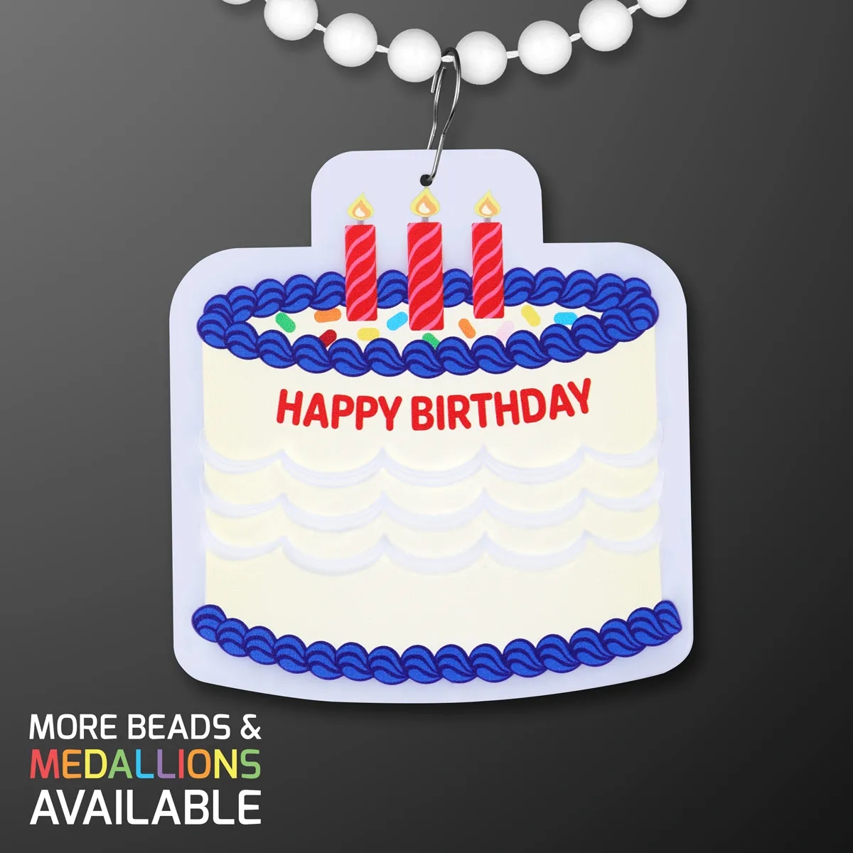Birthday Cake Medallion with Beaded Necklace (NON-Light Up) 2
