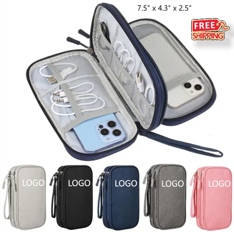 Custom Logo Tech Organizer Pouch Waterproof Travel Electronics Accessory Case 3