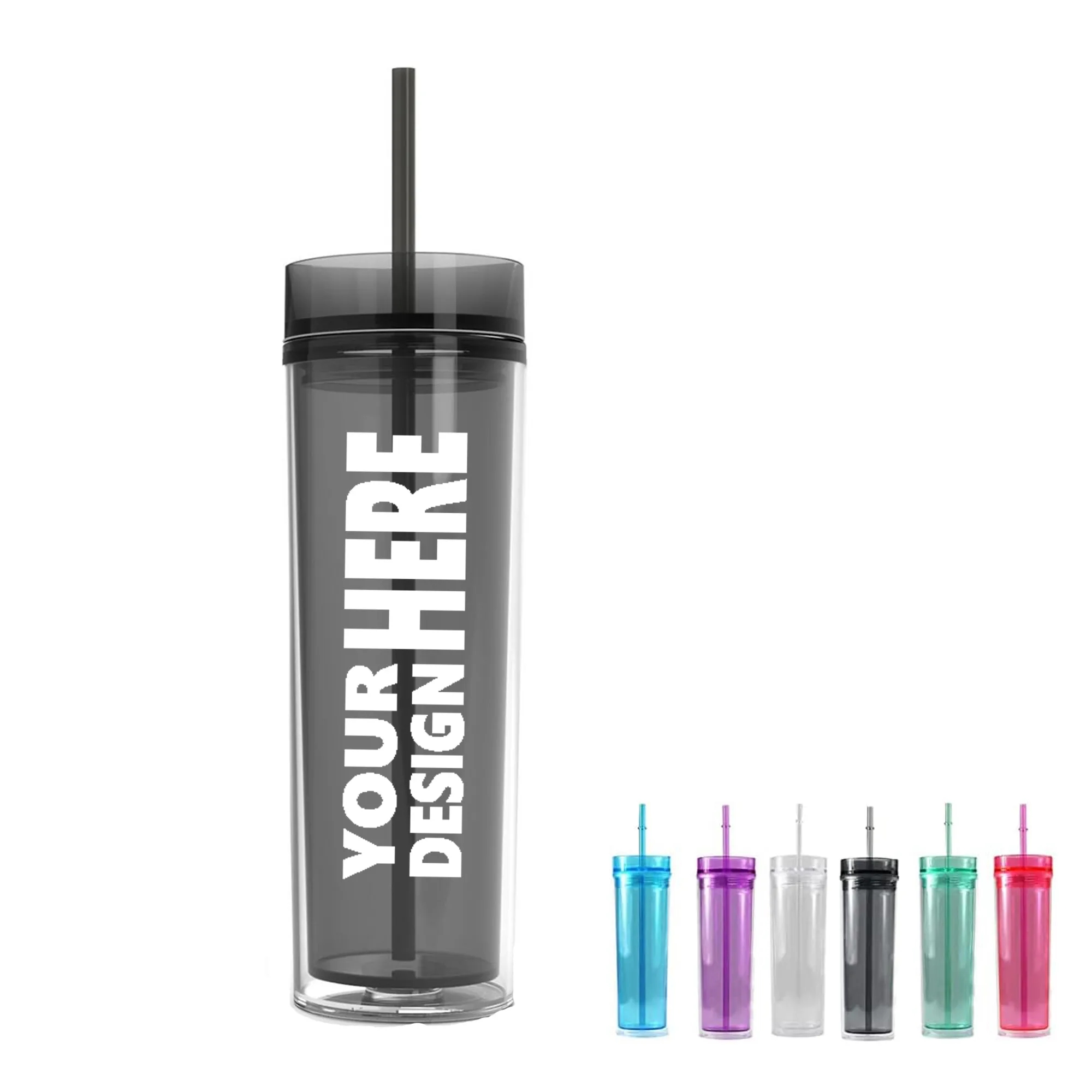 16oz Double Wall Acrylic Insulated Skinny Tumbler