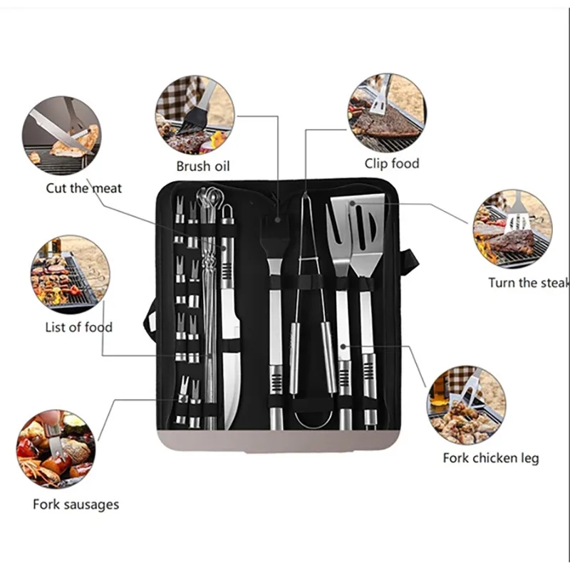 20 PCS BBQ Grilling Tools Set with Storage Bag 4