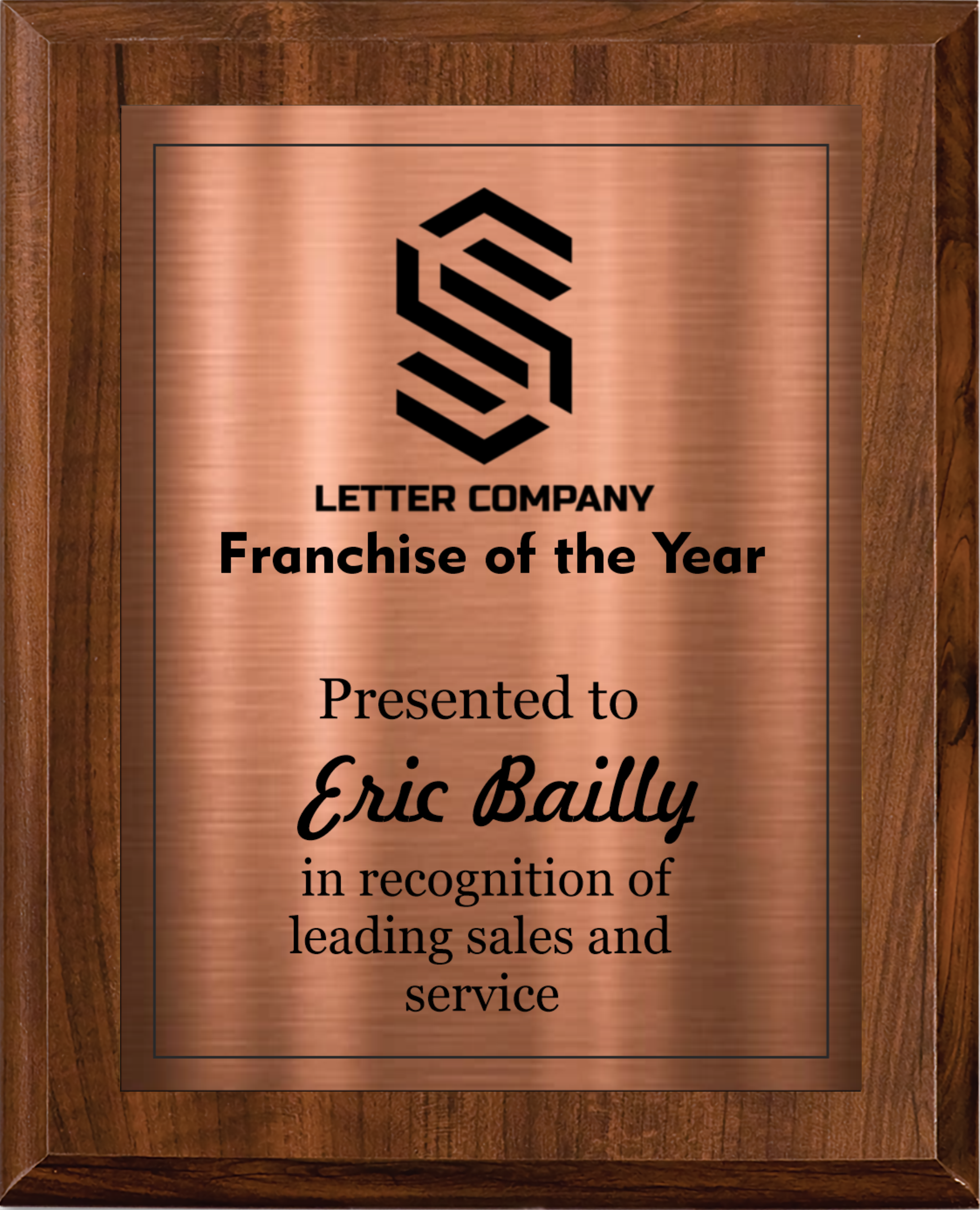Cherry Finish Plaque w/ Single Engraved Plate 3