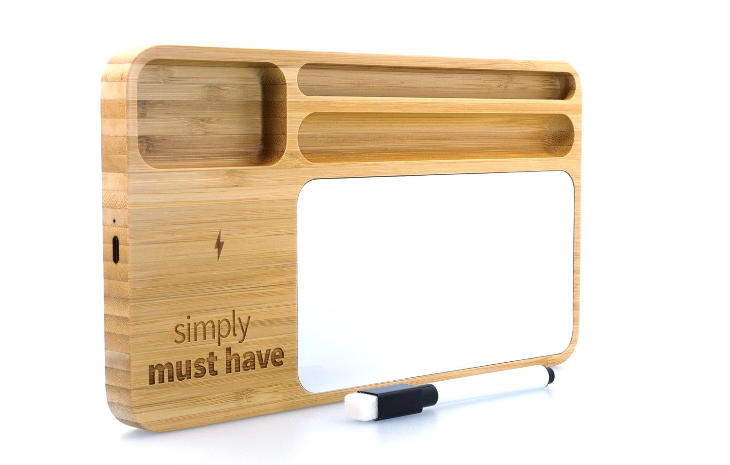 Bamboo 10W Wireless Charging Base with Dry Erase Board 86
