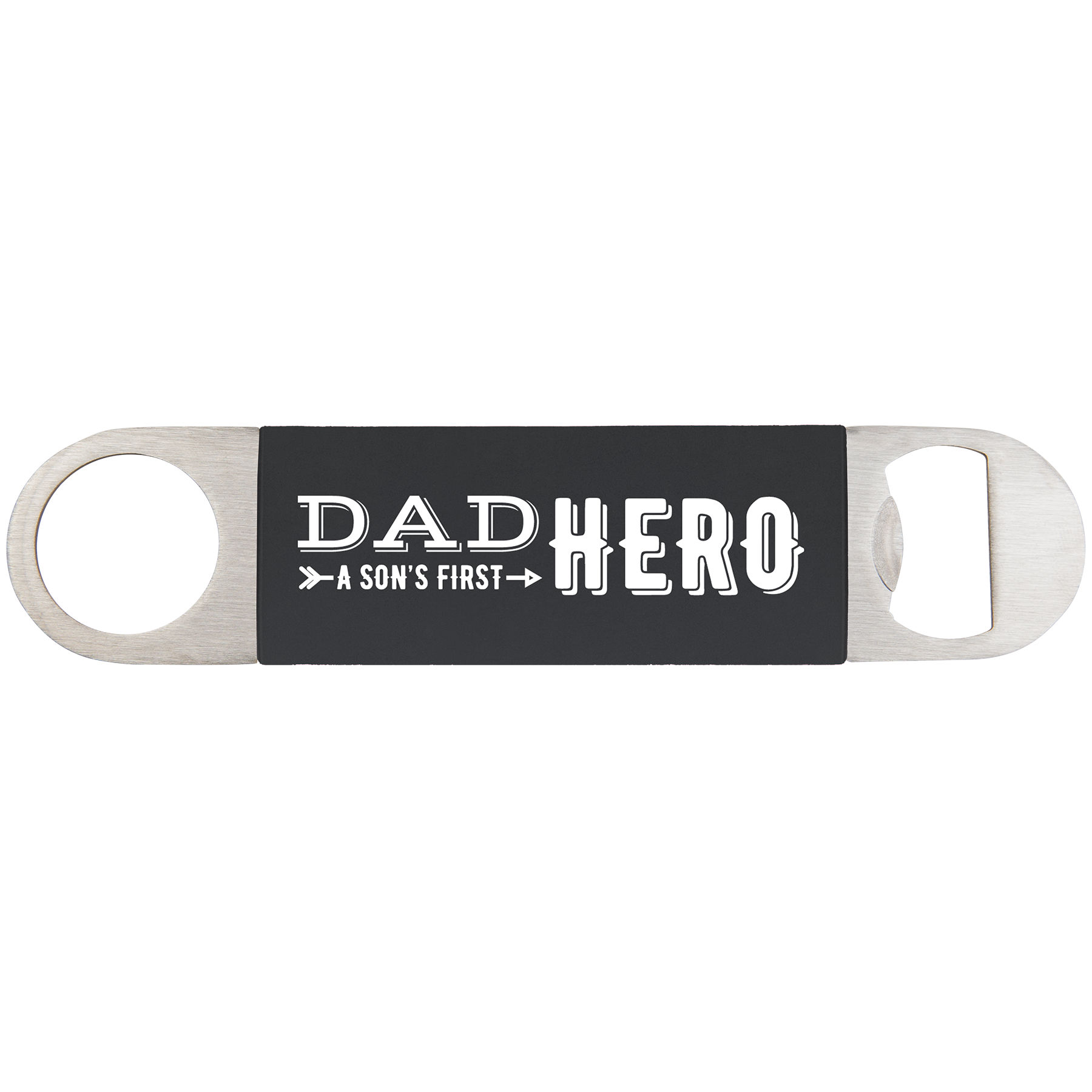 1 1/2" x 7" Black/White Bottle Opener with Silicone Grip 1