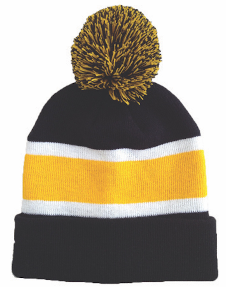 Striped Beanie w/Pom 12