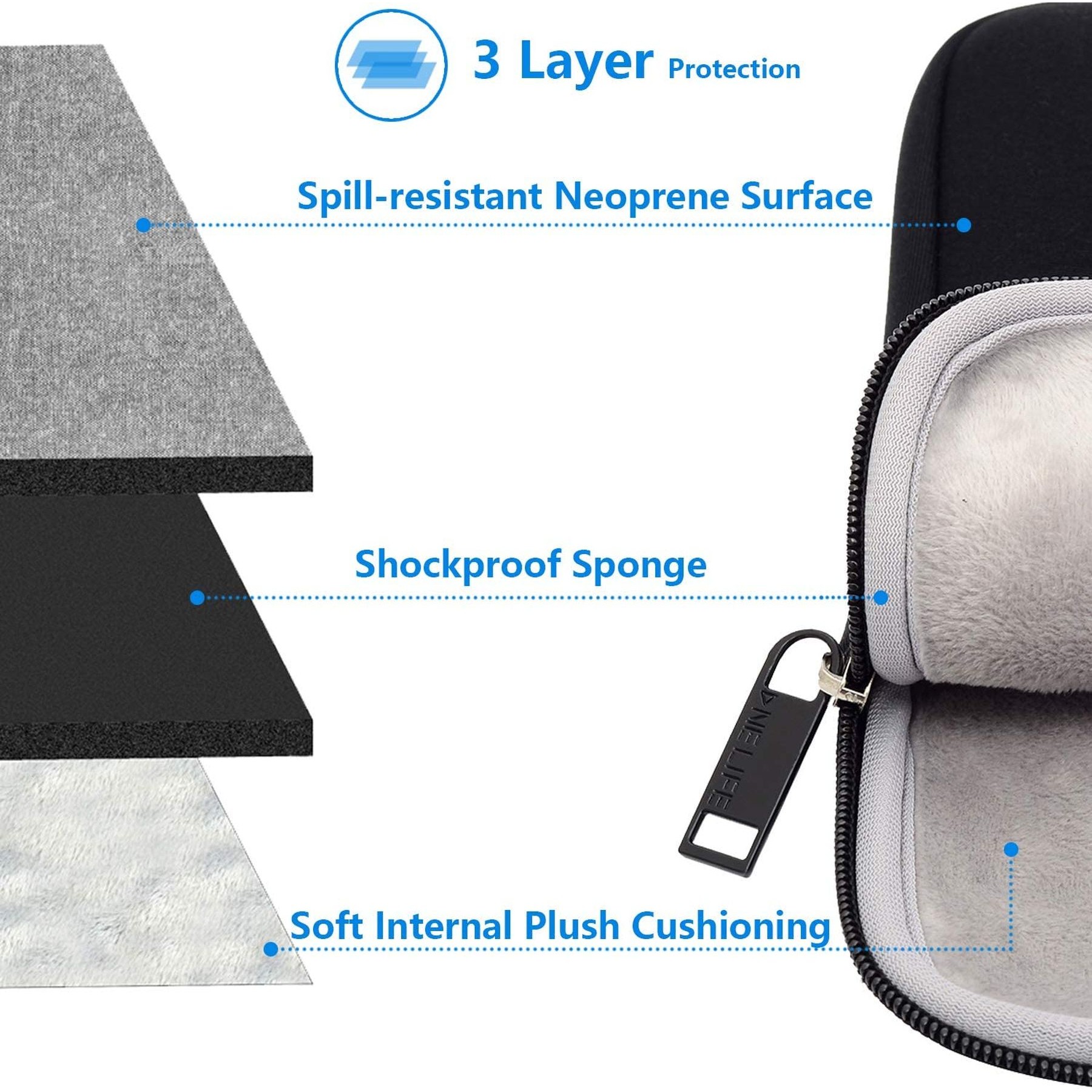 11 Inch Fluffy Lining Water Resistant Neoprene Laptop Sleeve 15