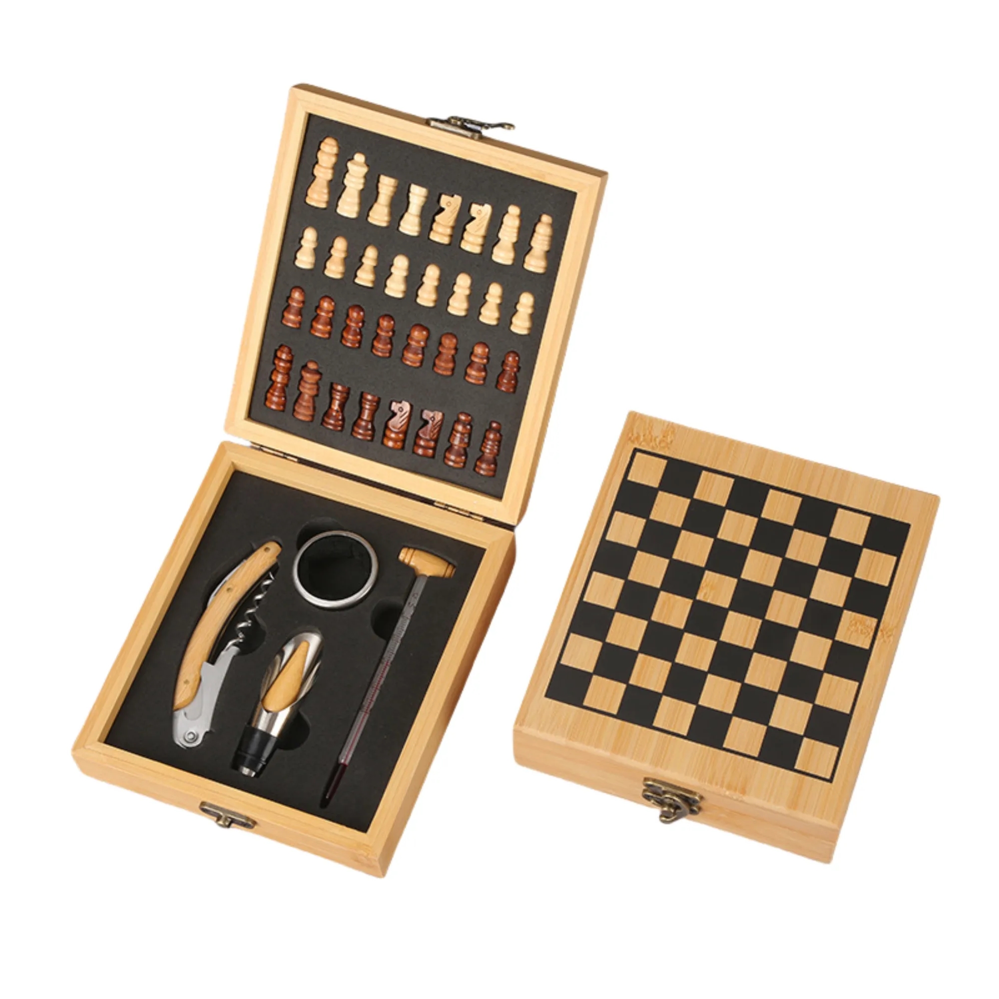 Premium Stainless Steel Wine Opener Set With Chess Design 3