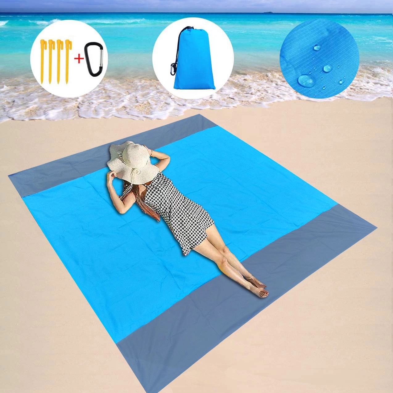 Quick Drying Nylon Compact Outdoor Beach Blanket 15