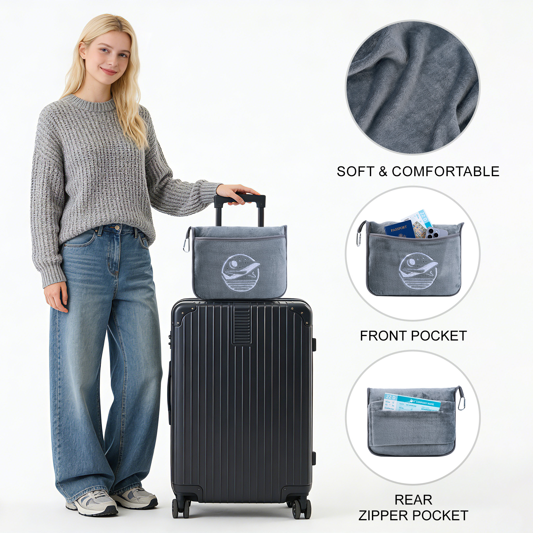 Plush Flannel Travel Blanket & Pillow Combo 15